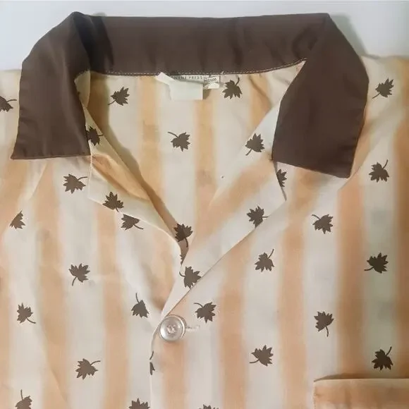 Vintage M 60s-70s KMart men's pajamas pjs rockabilly bowler shirt look EX cotton - Picture 2 of 5